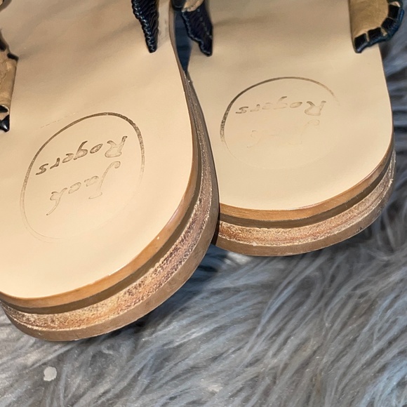 EUC Jack Rogers Lauren Black & White Color Block Sandal Size 9.5 - Picture 6 of 8